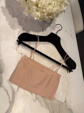 Aritzia Ribbed Cropped Bra Top | Nude Beige